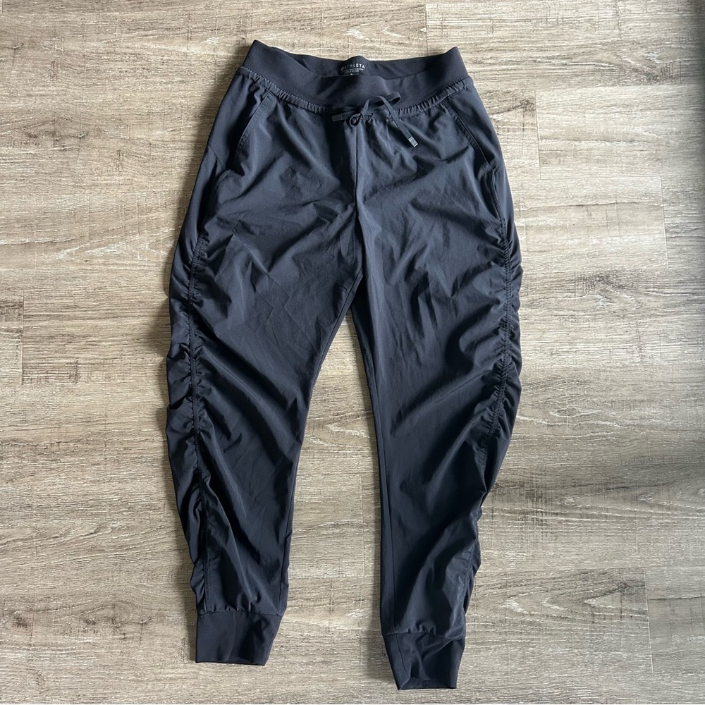 Athleta Black Ruched-Side Jogger Pants Hip Hop Yoga Pants
